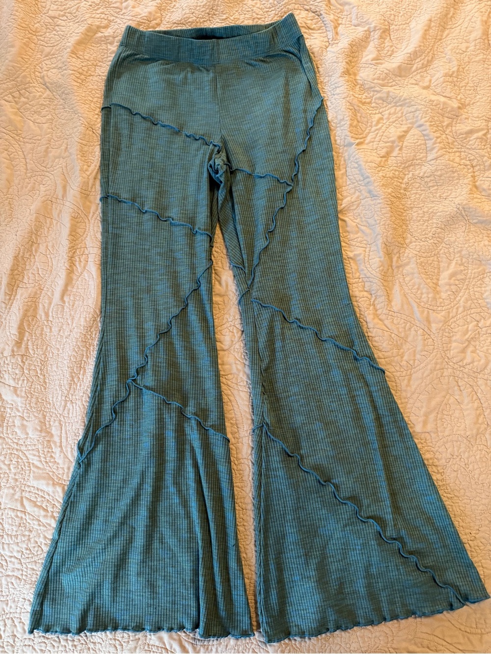 Wild Fable Patchwork green/blue flare leggings
